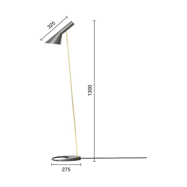 AJ Stehleuchte, Brass-warm grey Louis Poulsen
