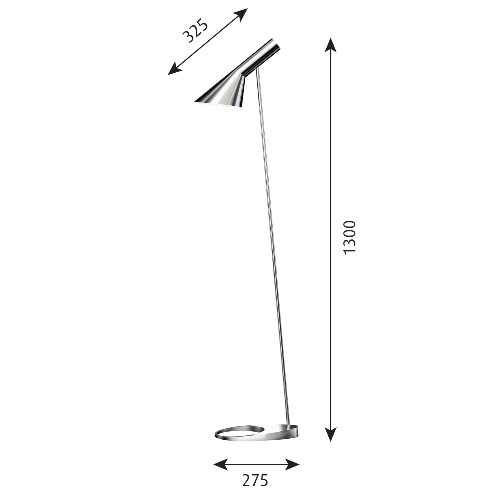 AJ Stehleuchte, Edelstahl poliert Louis Poulsen