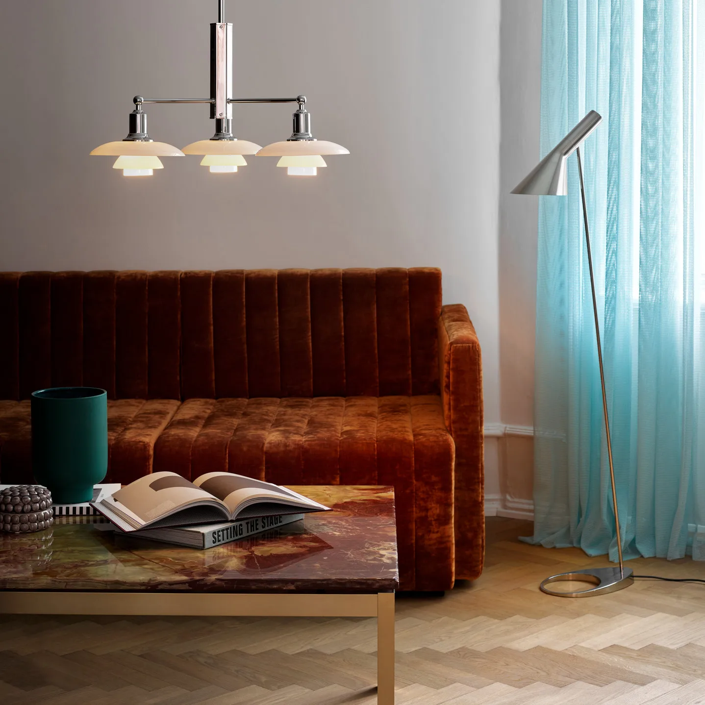 AJ Stehleuchte, Edelstahl poliert Louis Poulsen