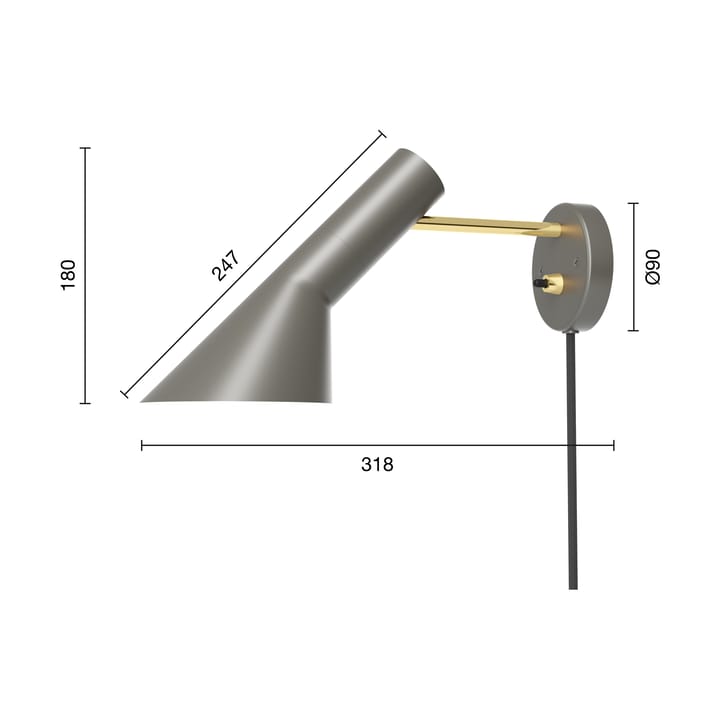 AJ Wandleuchte, Brass-warm grey Louis Poulsen
