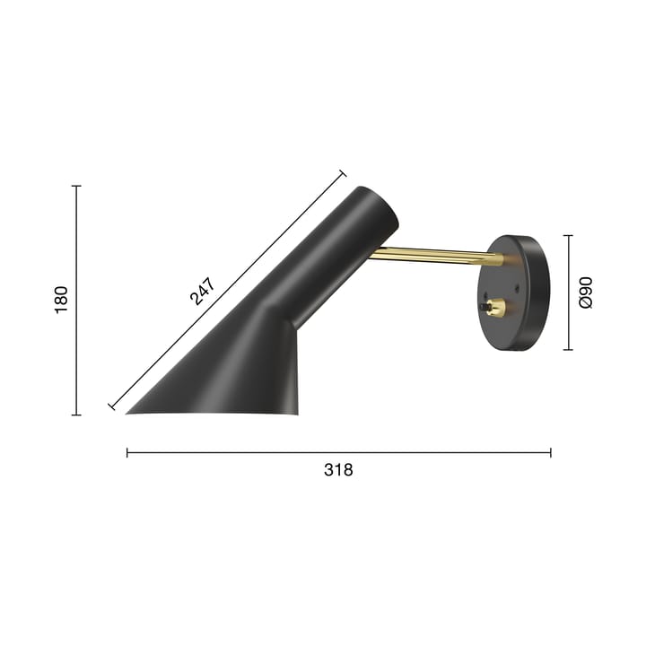 AJ Wandleuchte Festinstallation, Brass-black Louis Poulsen