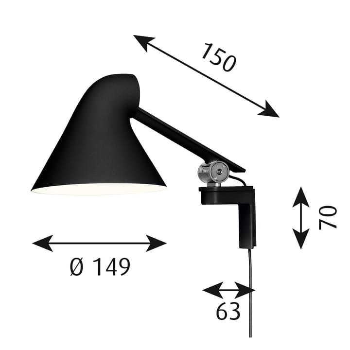 NJP Wandleuchte kurzer Arm - Schwarz - Louis Poulsen