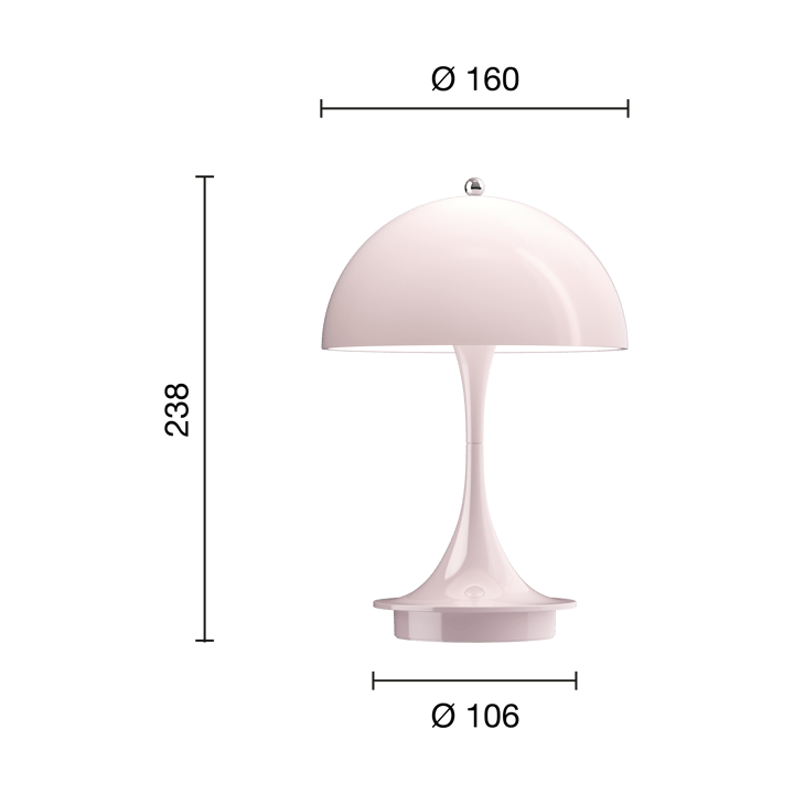 Panthella 160 Portable Tischleuchte, Pale rose Louis Poulsen