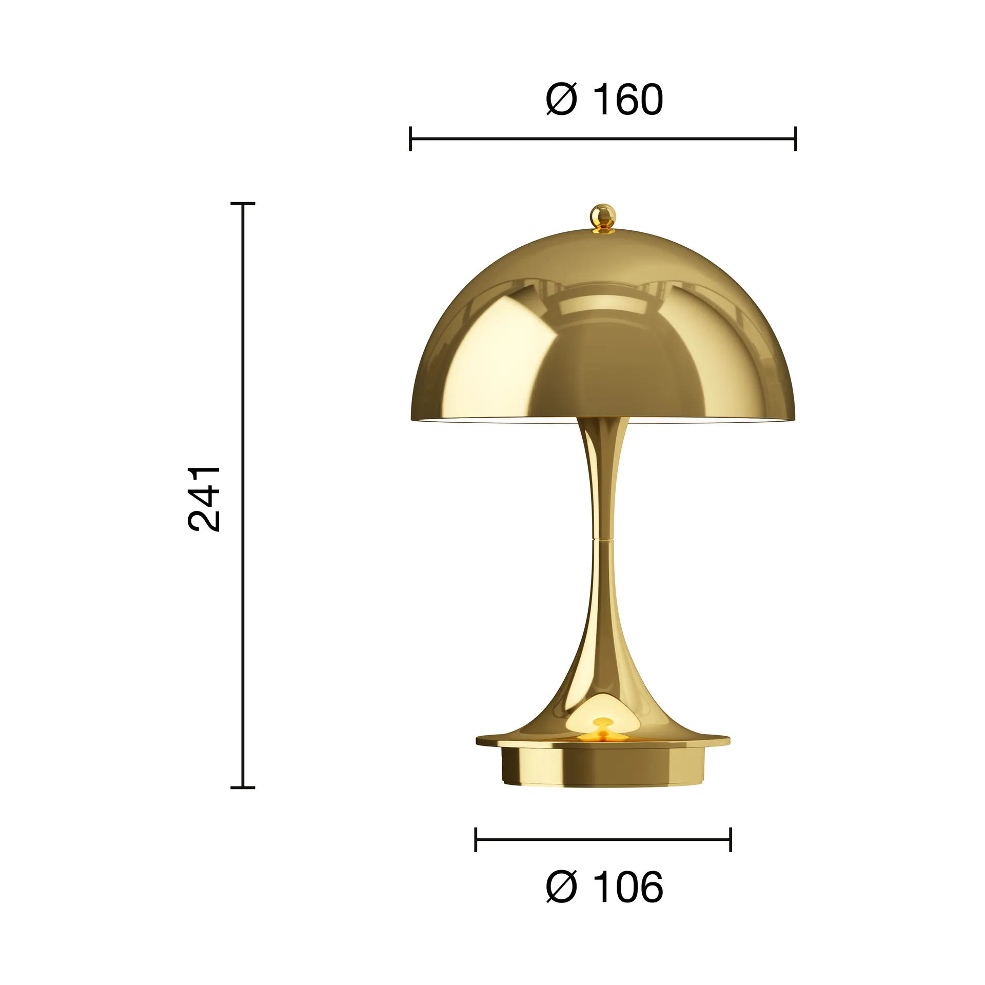Panthella 160 Portable v3 Tischleuchte, Brass metallised Louis Poulsen