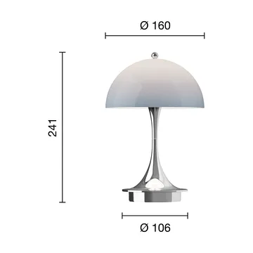 Panthella 160 Portable v3 Tischleuchte - Chrome opal bluegrey - Louis Poulsen