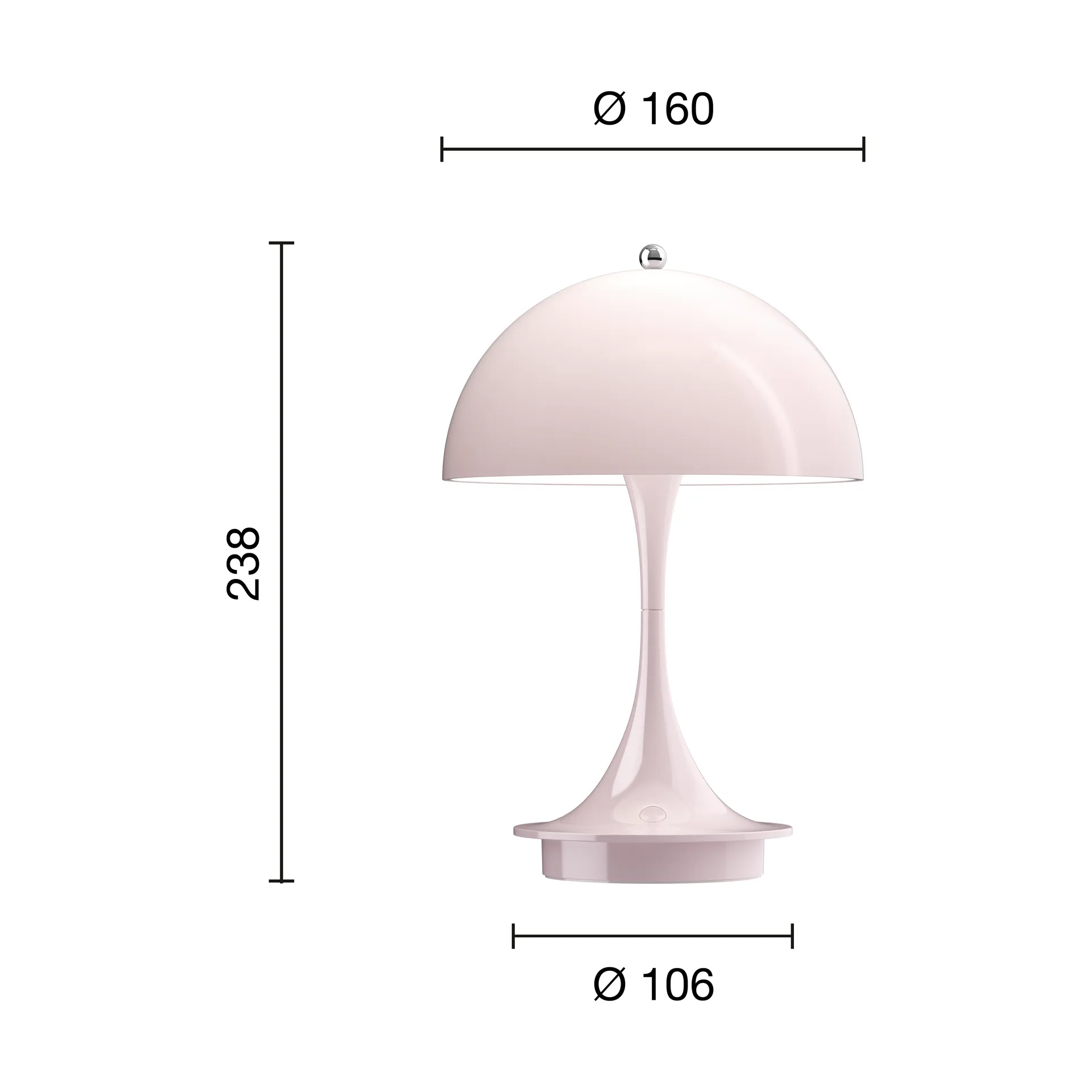 Panthella 160 Portable v3 Tischleuchte, Opal pale rose Louis Poulsen
