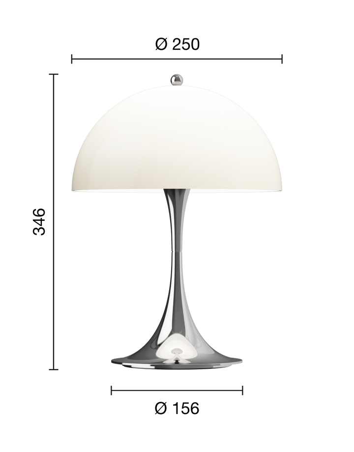 Panthella 250 portabel Tischleuchte, Chrome opal beige Louis Poulsen