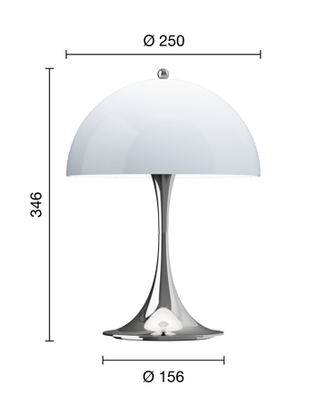 Panthella 250 portabel Tischleuchte - Chrome opal blue grey - Louis Poulsen