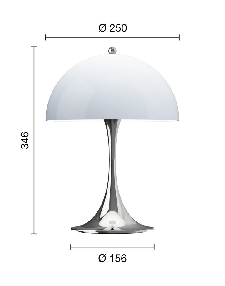 Panthella 250 portabel Tischleuchte, Chrome opal blue grey Louis Poulsen