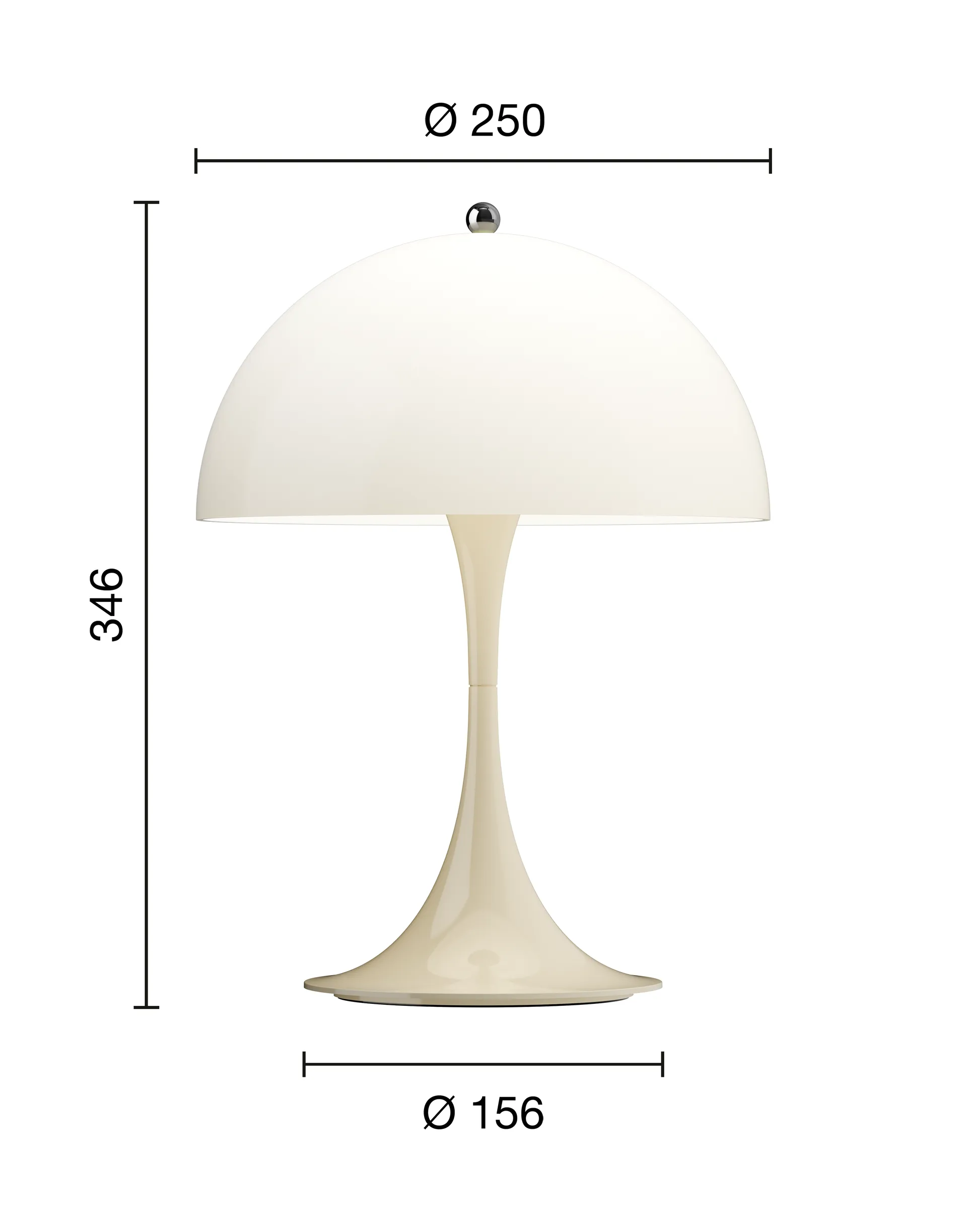 Panthella 250 portabel Tischleuchte, Opal beige Louis Poulsen
