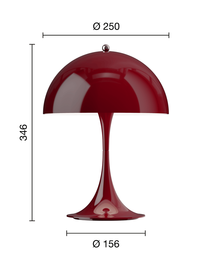Panthella 250 portabel Tischleuchte, Opaque burgundy Louis Poulsen