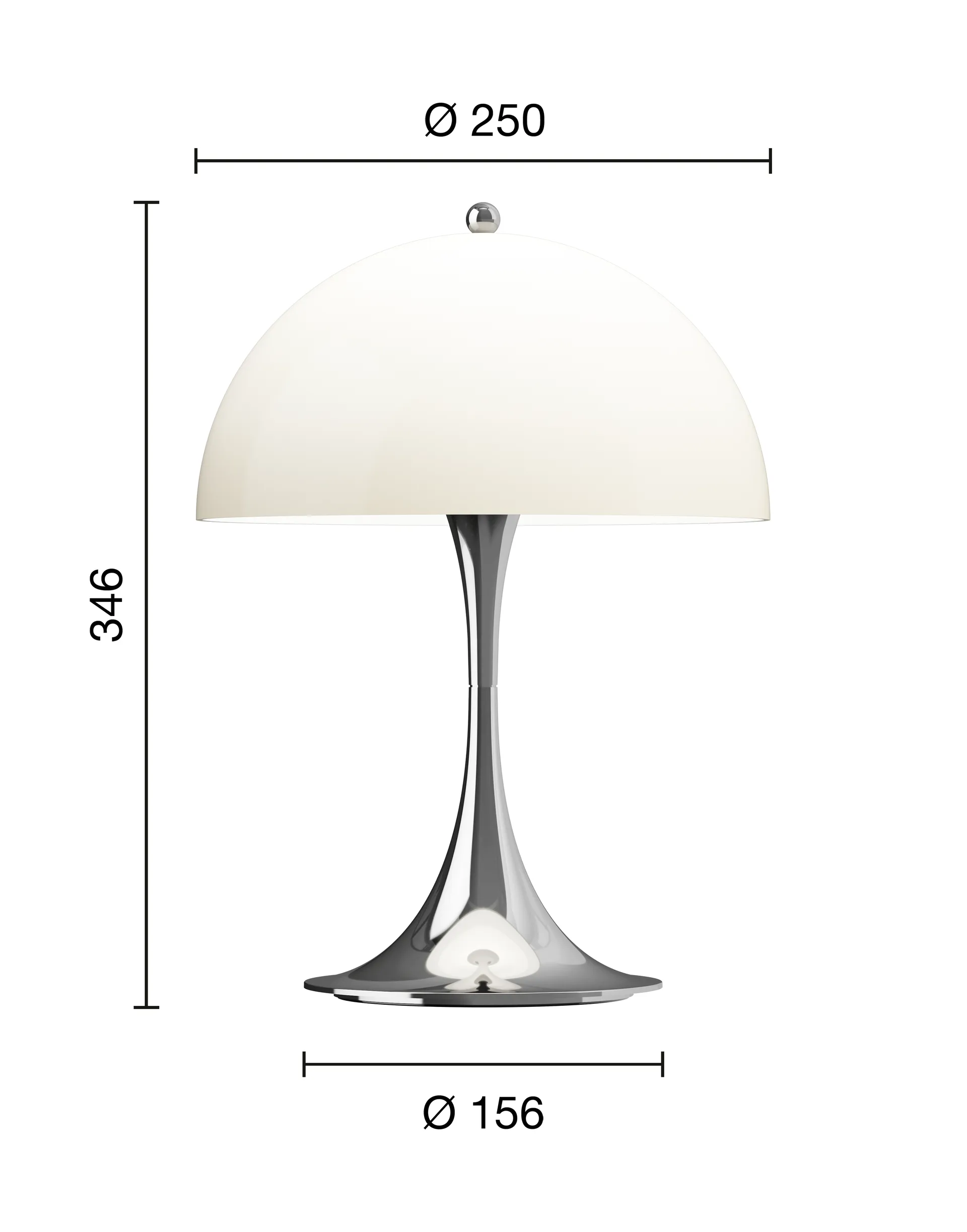 Panthella 250 portabel Tischleuchte V3, Chrome opal beige Louis Poulsen