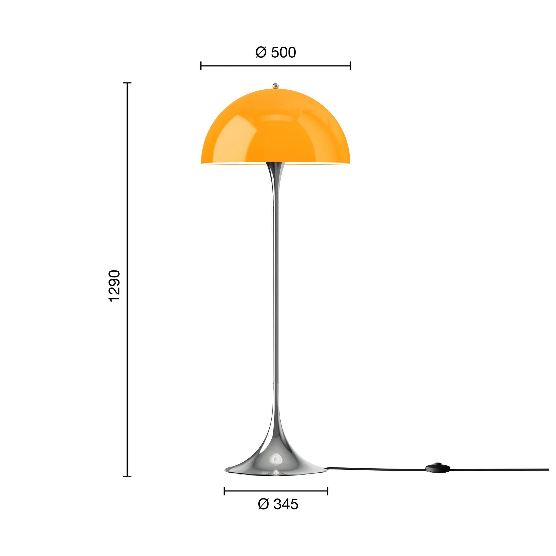 Panthella 500 Stehleuchte, Original Opal Orange Louis Poulsen