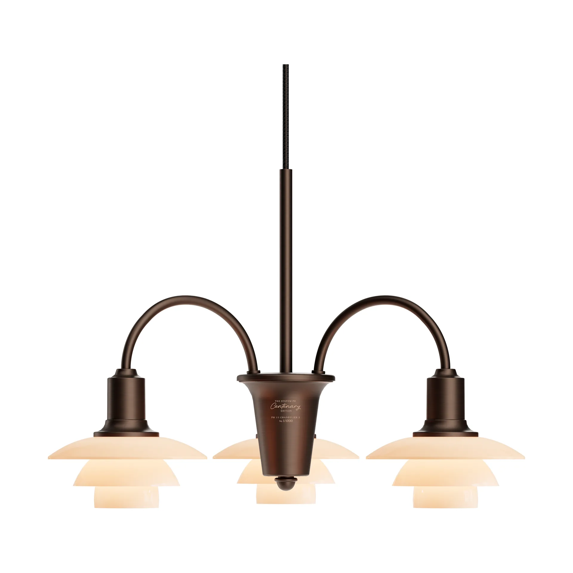PH 1/1 Chandelier Centenary Edition Kronleuchter, Brass-dusty terracotta, 3-armig Louis Poulsen
