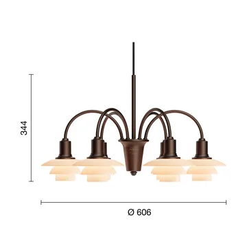 PH 1/1 Chandelier Centenary Edition Kronleuchter - Brass-dusty terracotta, 6-armig - Louis Poulsen