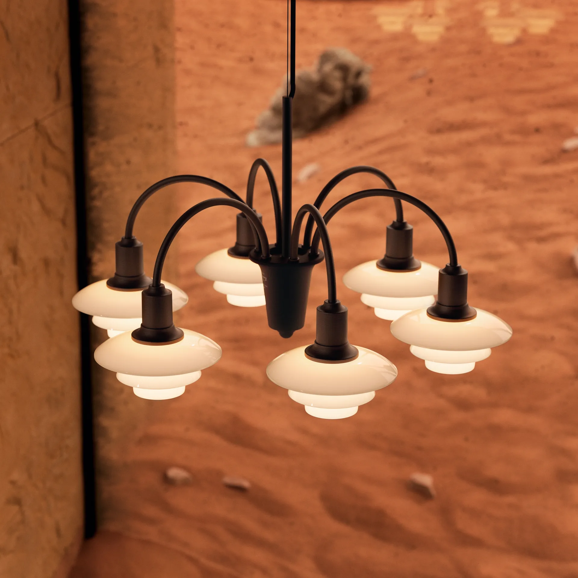 PH 1/1 Chandelier Centenary Edition Kronleuchter, Brass-dusty terracotta, 6-armig Louis Poulsen
