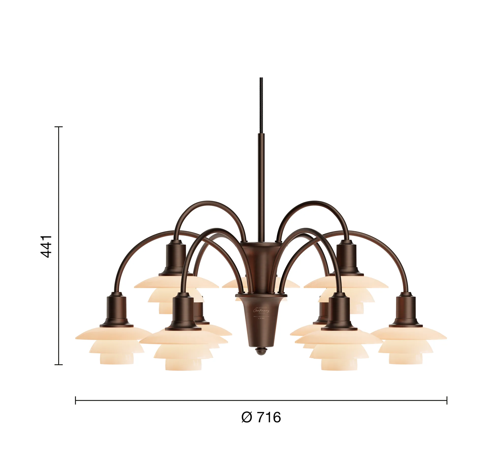 PH 1/1 Chandelier Centenary Edition Kronleuchter, Brass-dusty terracotta, 9-armig Louis Poulsen