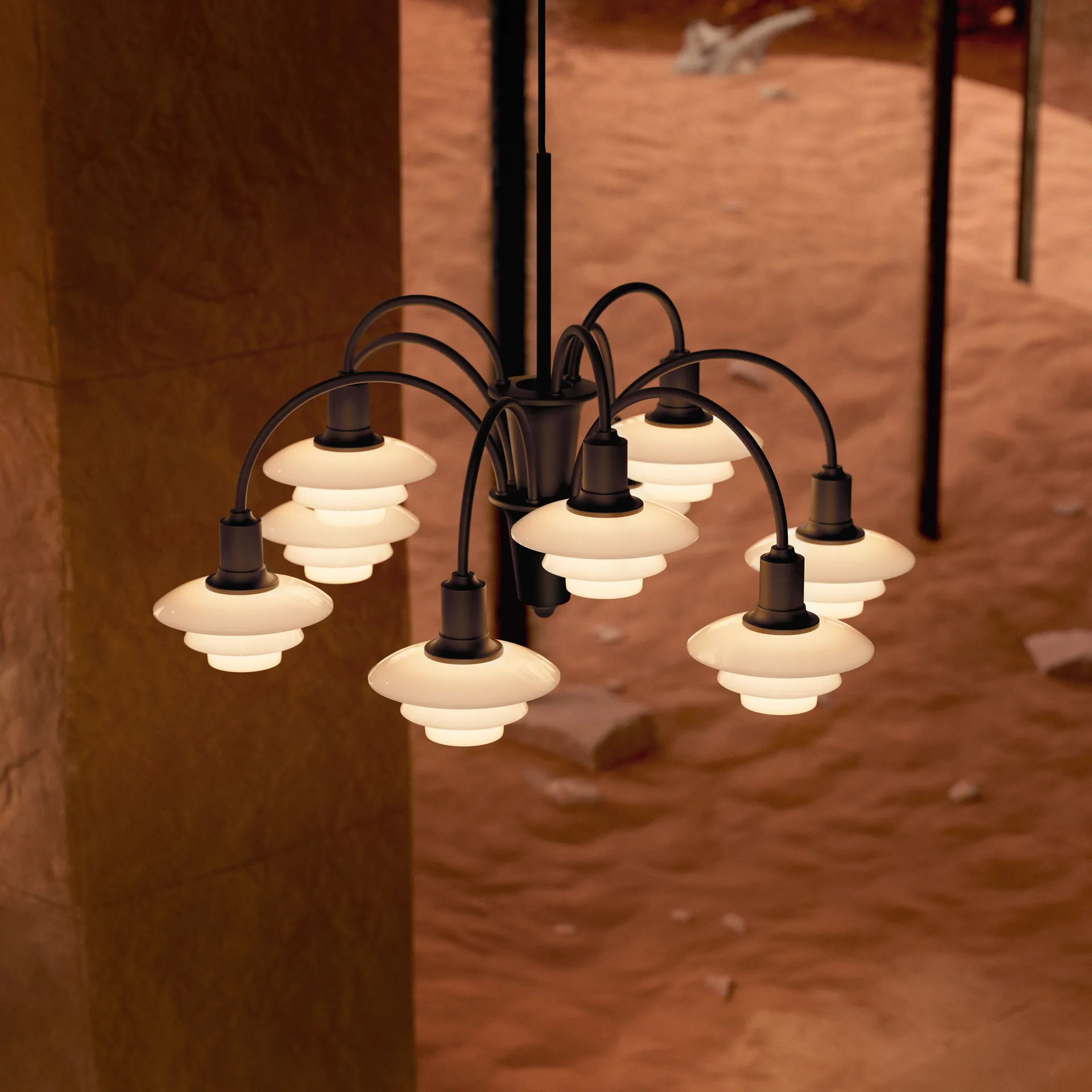 PH 1/1 Chandelier Centenary Edition Kronleuchter, Brass-dusty terracotta, 9-armig Louis Poulsen
