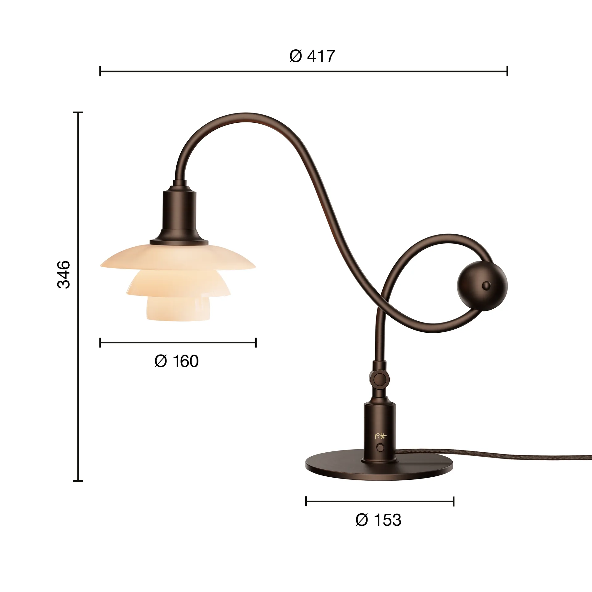 PH 1/1 Piano Tischlampe, Staubiges Terrakotta Louis Poulsen