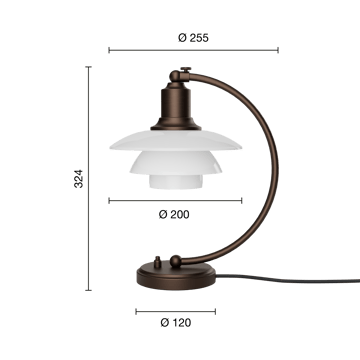 PH 2/2 Luna Tischleuchte - Aged brass-Opalglas - Louis Poulsen