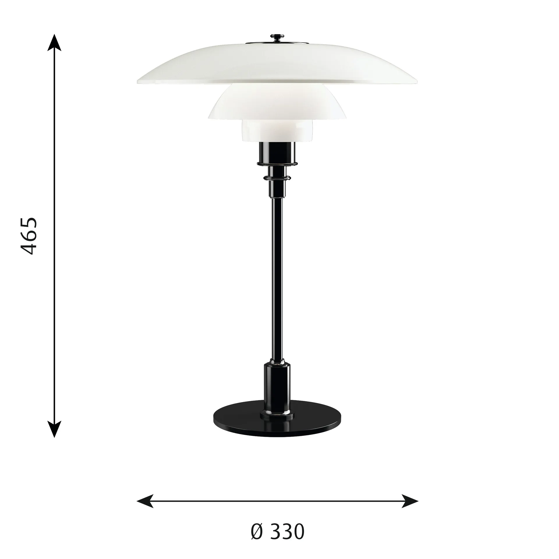 PH 3½-2½ Opalglas Tischleuchte, Schwarz Louis Poulsen