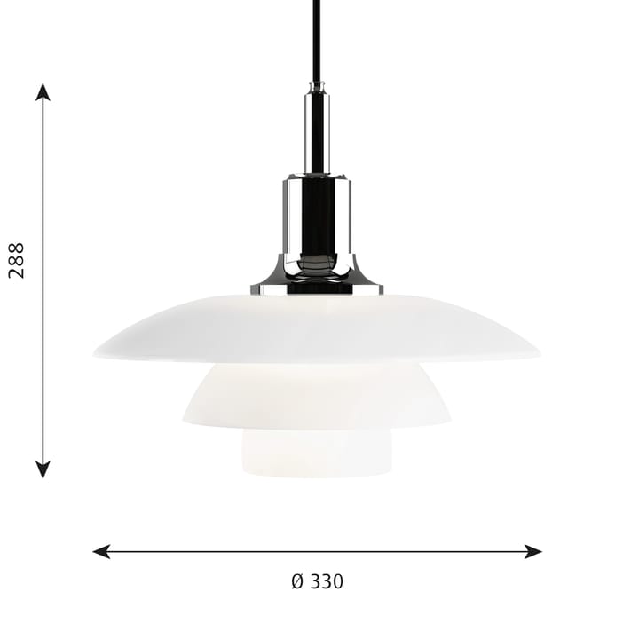 PH 3½-3 Opalglas Pendelleuchte, Chrom Louis Poulsen