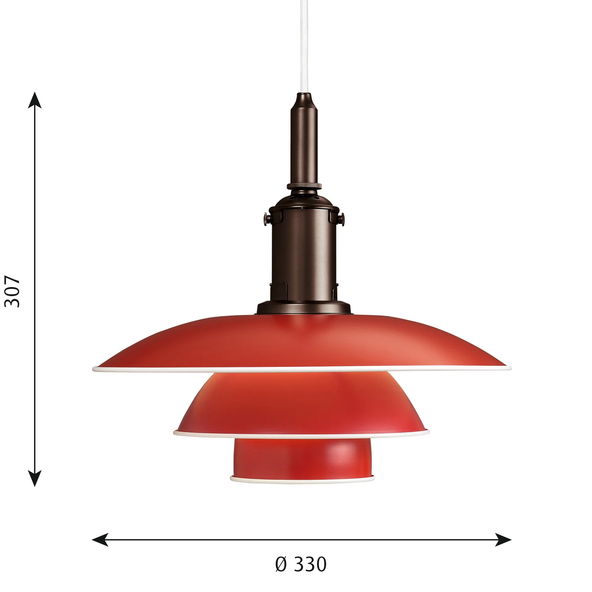 PH 3½-3 Pendelleuchte, Rot Louis Poulsen