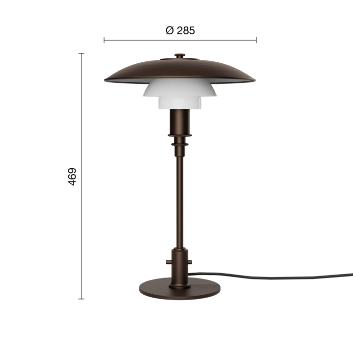 PH 3/2 Luna Tischleuchte, Aged brass-opalglas Louis Poulsen