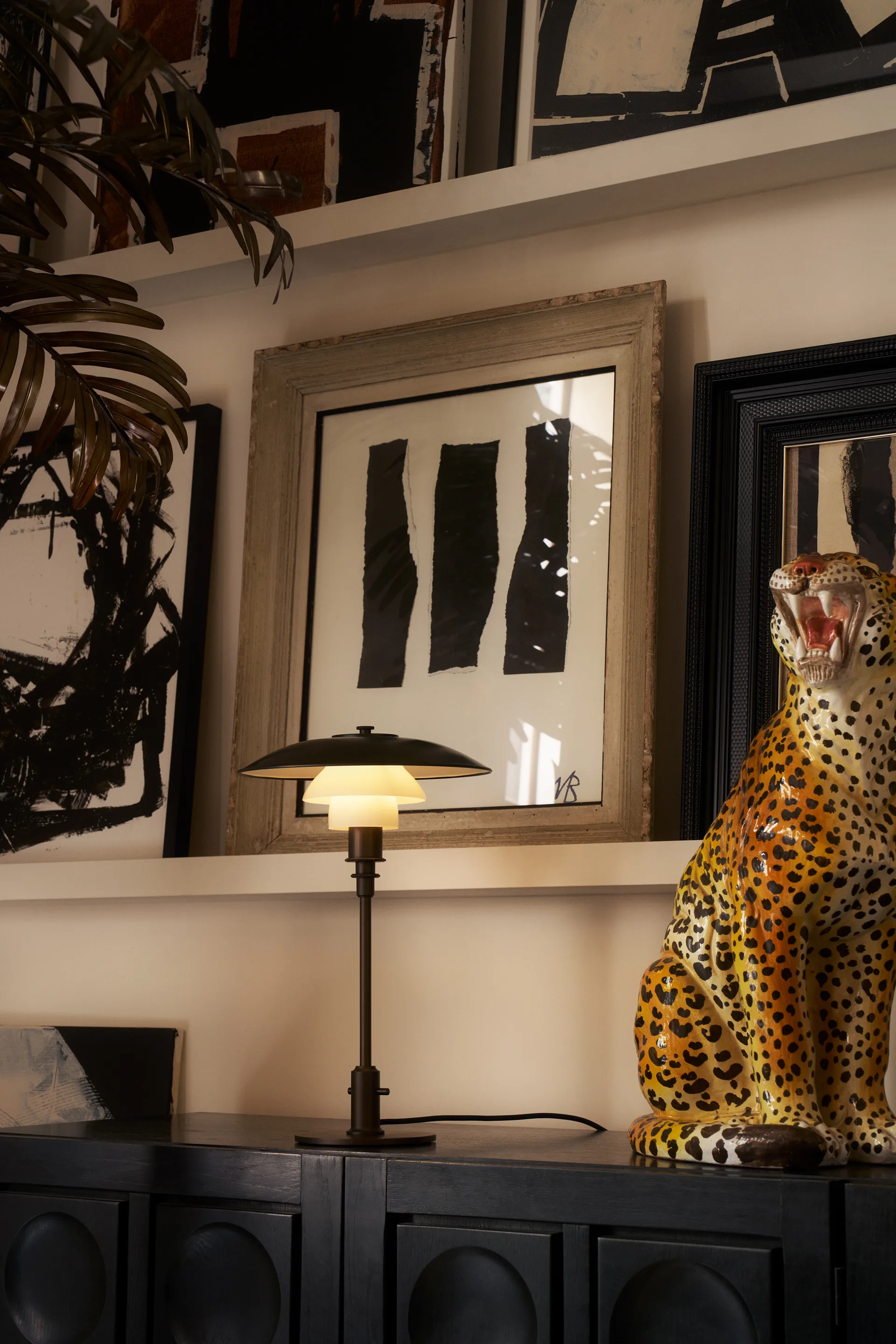 PH 3/2 Luna Tischleuchte, Aged brass-opalglas Louis Poulsen