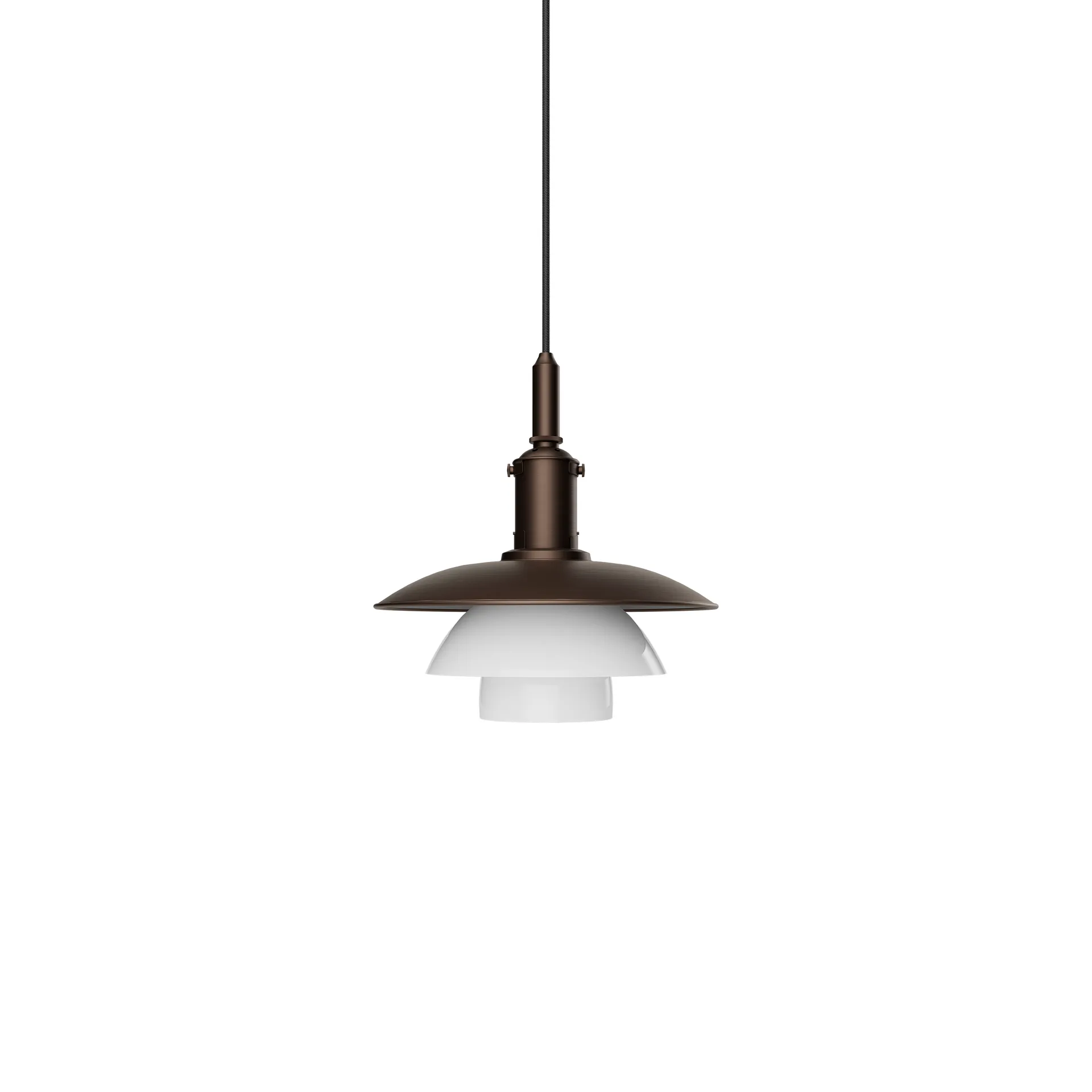 PH 3/3 Luna Pendelleuchte, Aged brass-opalglas Louis Poulsen