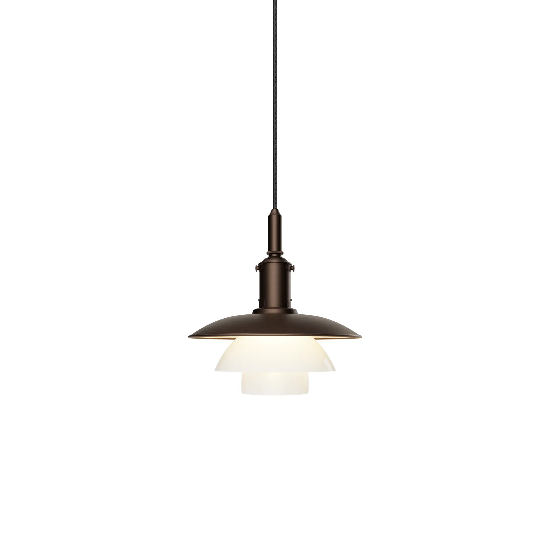 PH 3/3 Luna Pendelleuchte, Aged brass-opalglas Louis Poulsen