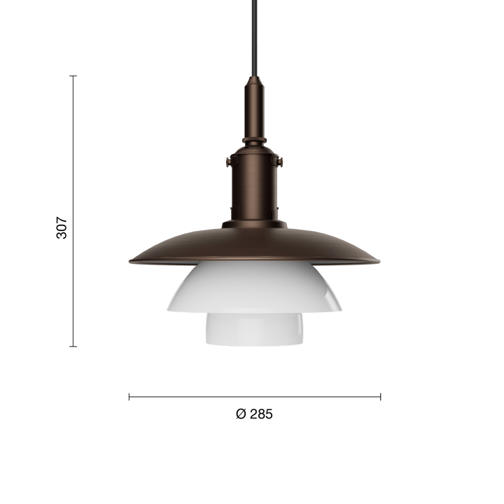 PH 3/3 Luna Pendelleuchte, Aged brass-opalglas Louis Poulsen