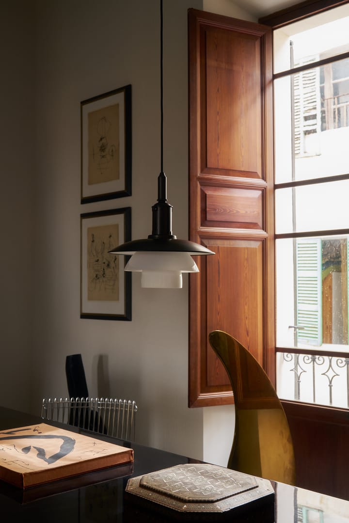 PH 3/3 Luna Pendelleuchte, Aged brass-opalglas Louis Poulsen