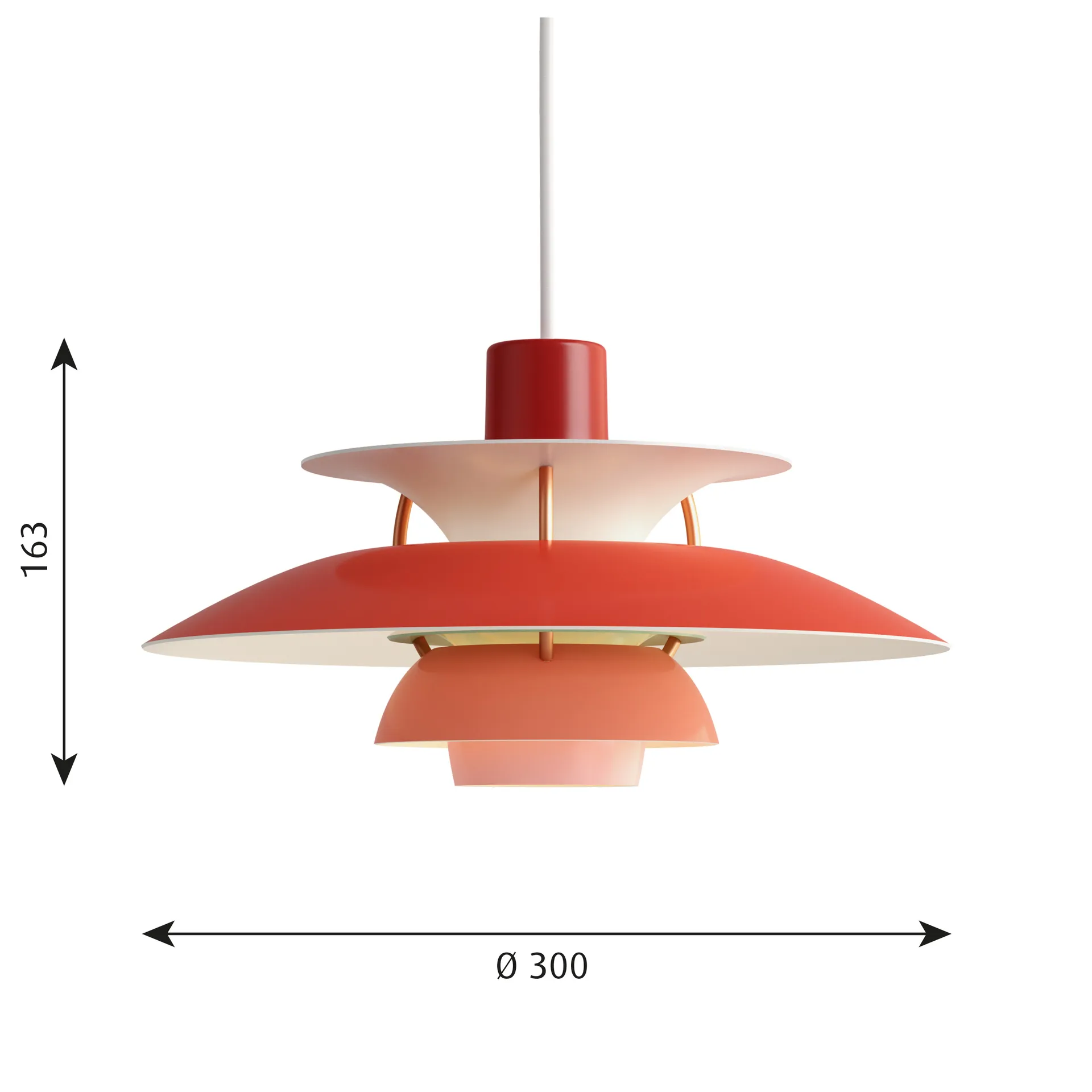 PH 5 Pendelleuchte, Ø300, Rot Louis Poulsen