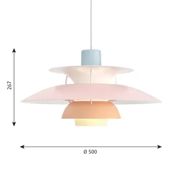 PH 5 Pendelleuchte - Ø500, Pastel-blau-rosa-pfirsich - Louis Poulsen