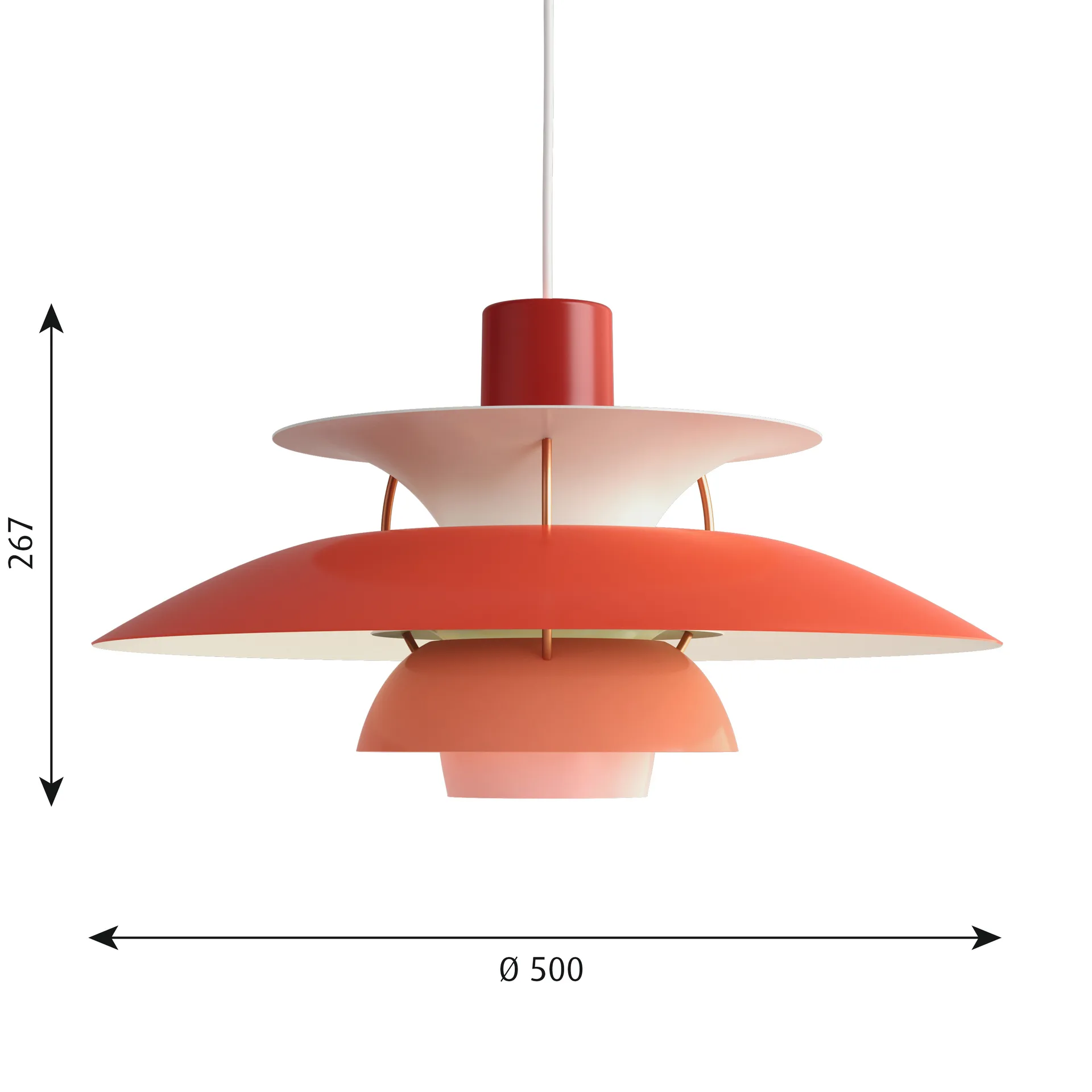 PH 5 Pendelleuchte, Ø500, Rot Louis Poulsen
