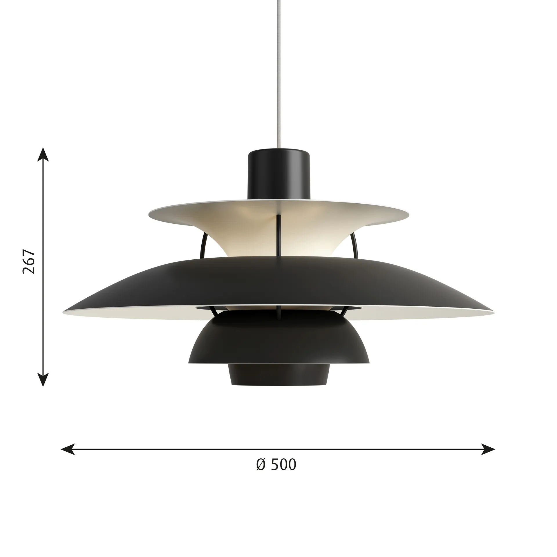 PH 5 Pendelleuchte, Ø500, Schwarz Louis Poulsen