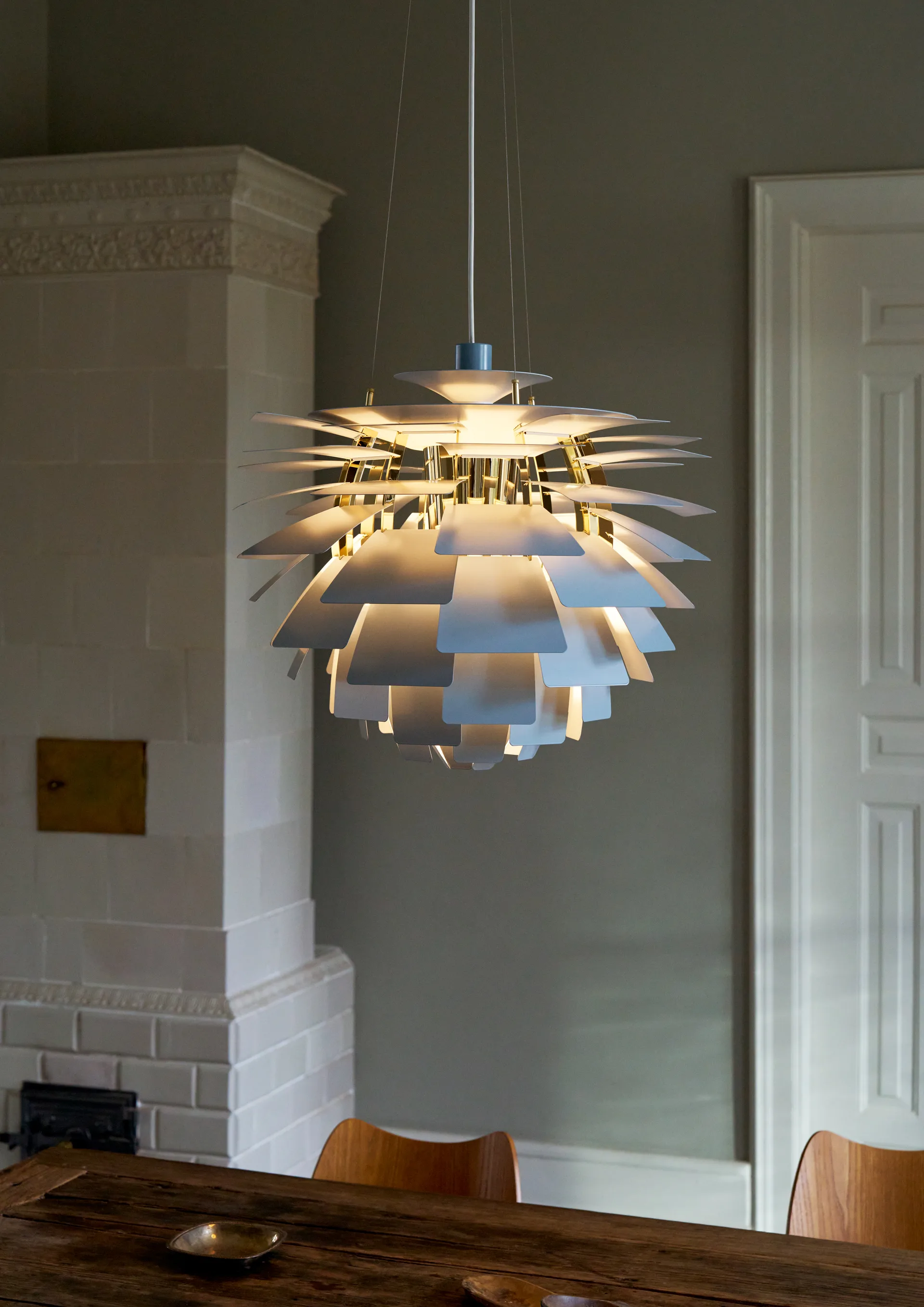 PH Artichoke Pendelleuchte Ø48cm, Dusty blue-brass metallised Louis Poulsen