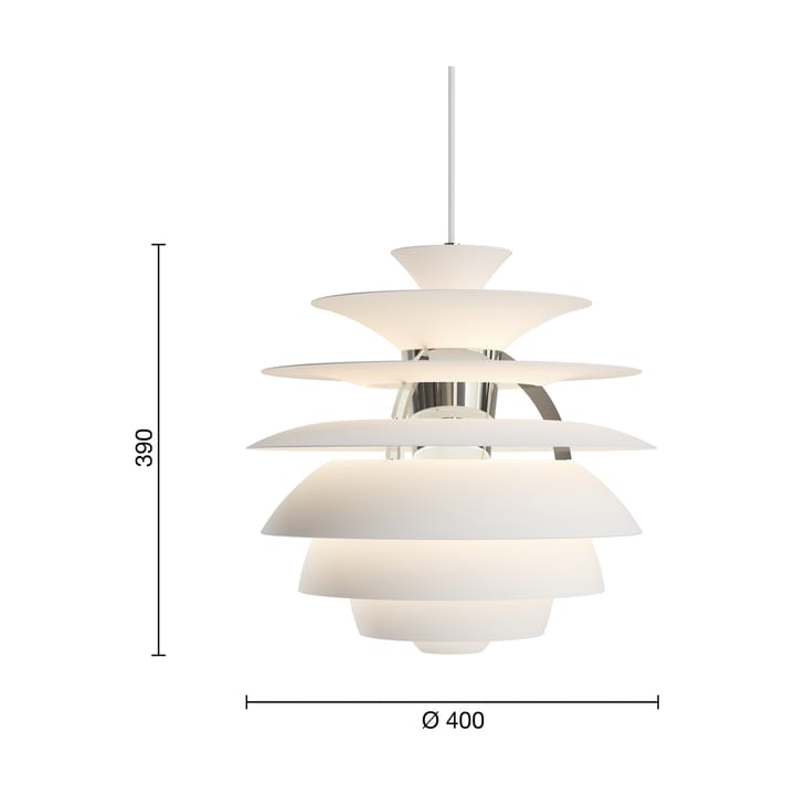PH Snowball Pendelleuchte, Soft white-chrome Louis Poulsen