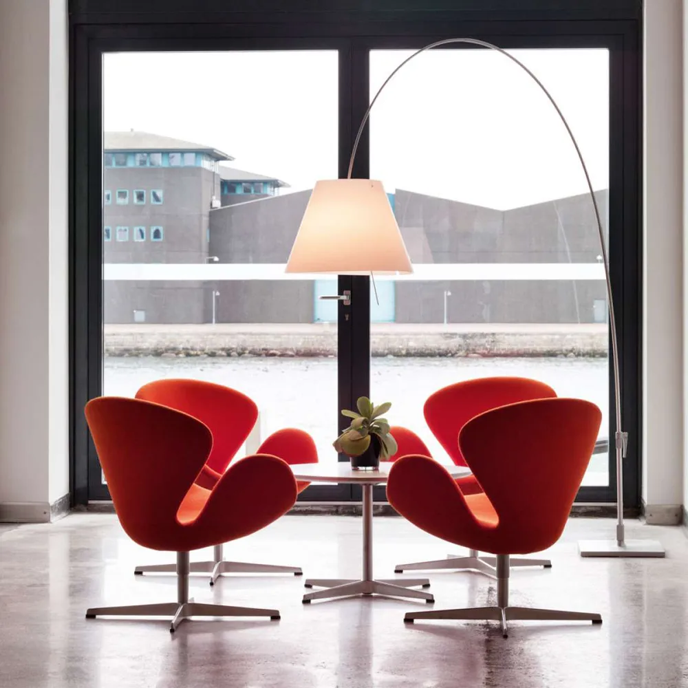 Lady Costanza D13E d Stehleuchte, Weißer schirm, aluminiumgestell Luceplan