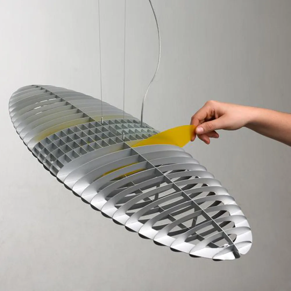 Titania D17 Pendelleuchte, Aluminium, austauschbare Lichtfilter Luceplan