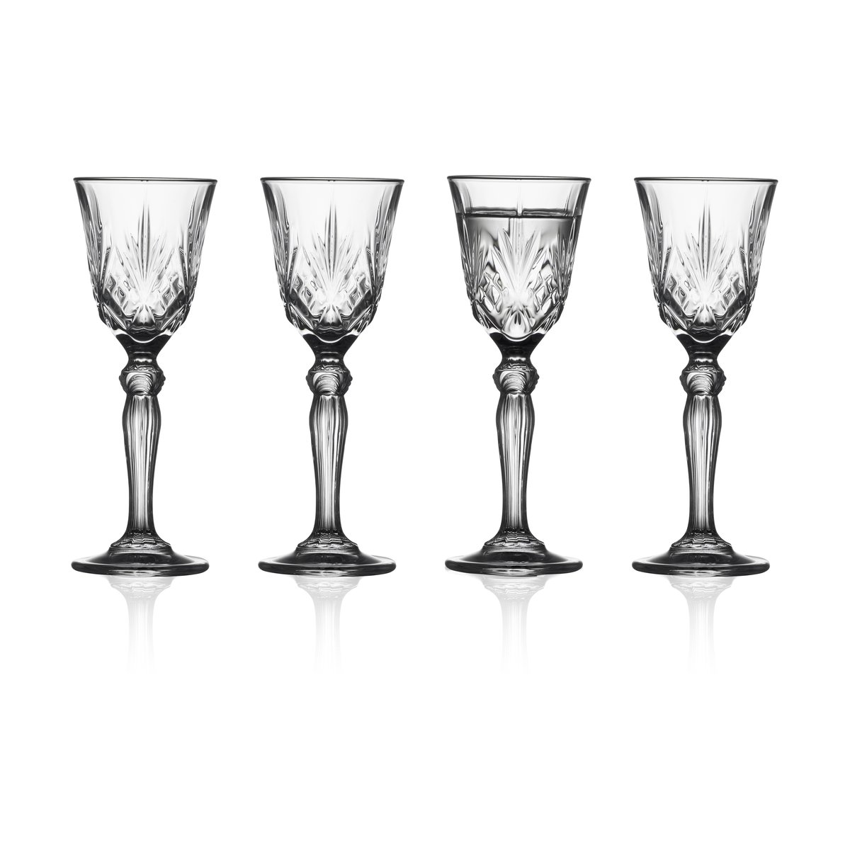 Lyngby Glas Melodia Schnapsglas auf Fuß 5 cl 4er Pack Clear