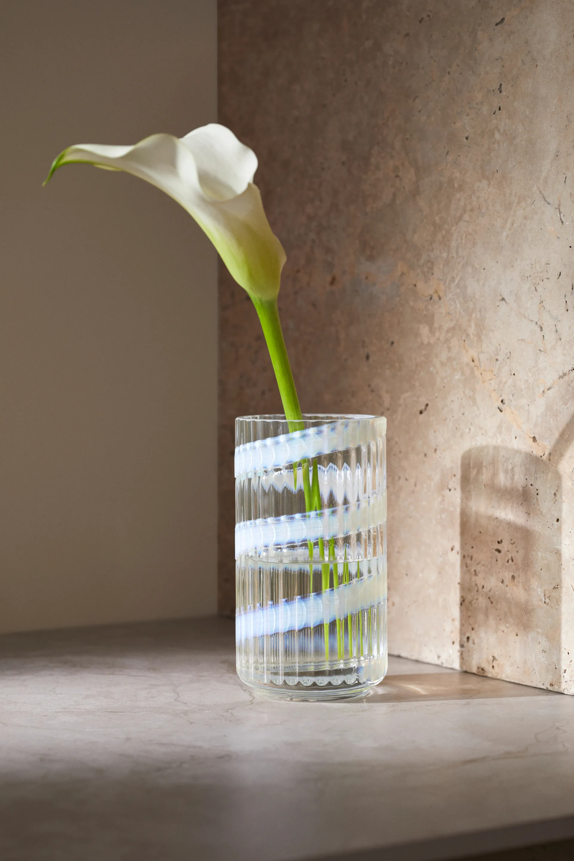 Lyngby Vase, White swirl, 15,5 cm Lyngby Porcelæn