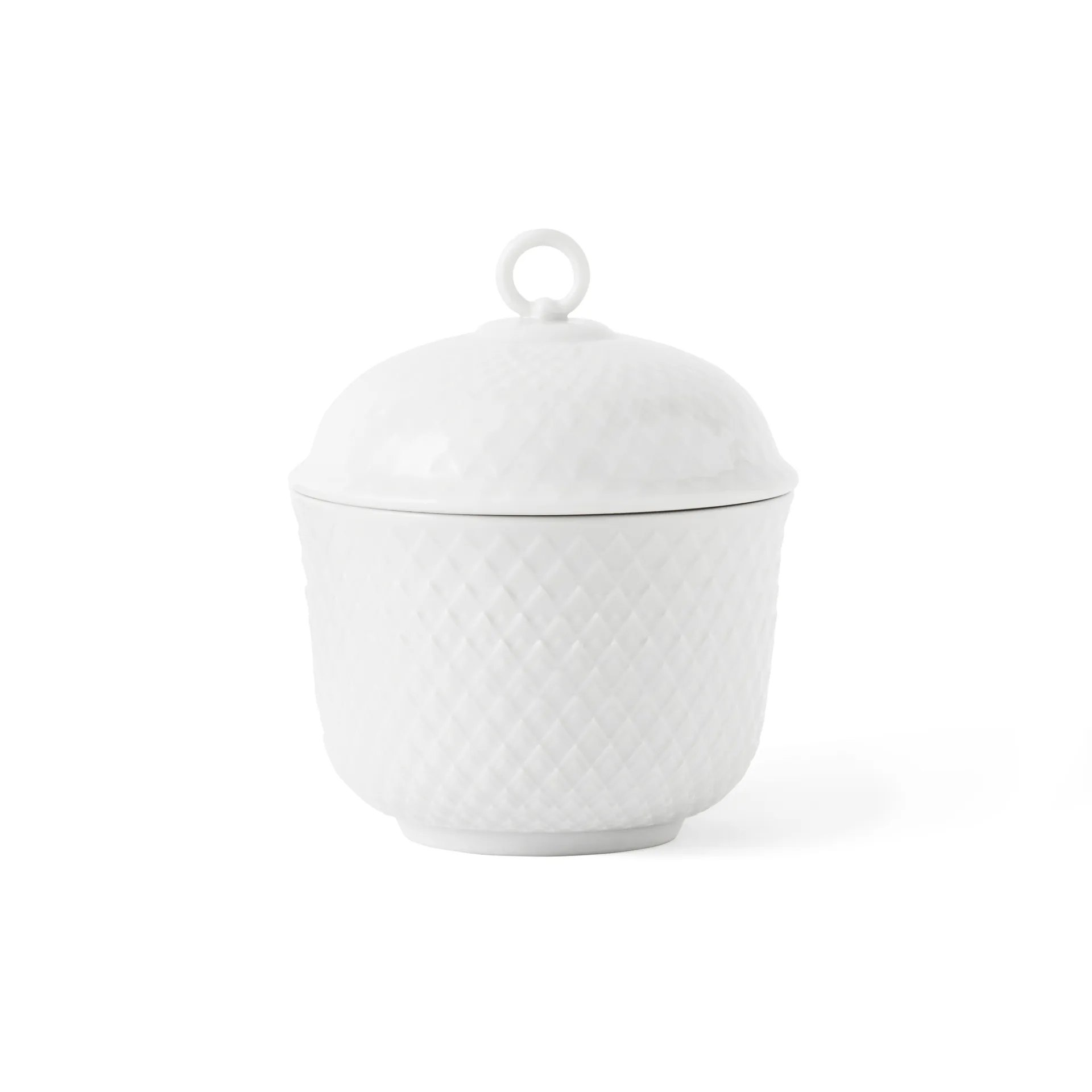 Rhombe Schale mit Deckel Ø8,5cm, weiß Lyngby Porcelæn