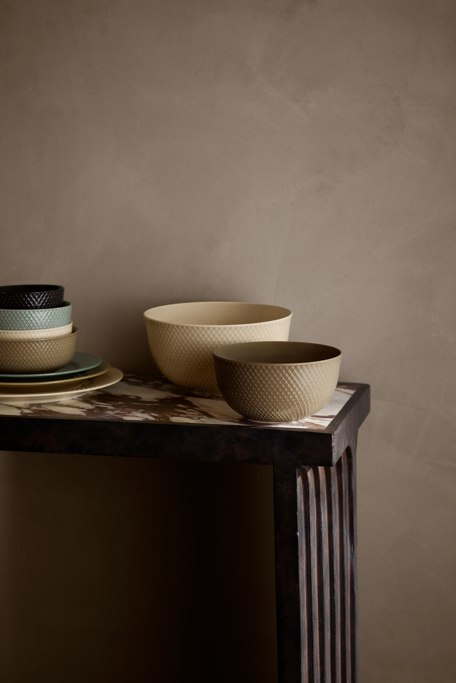 Rhombe Servierschale Ø22cm, Marmor Lyngby Porcelæn