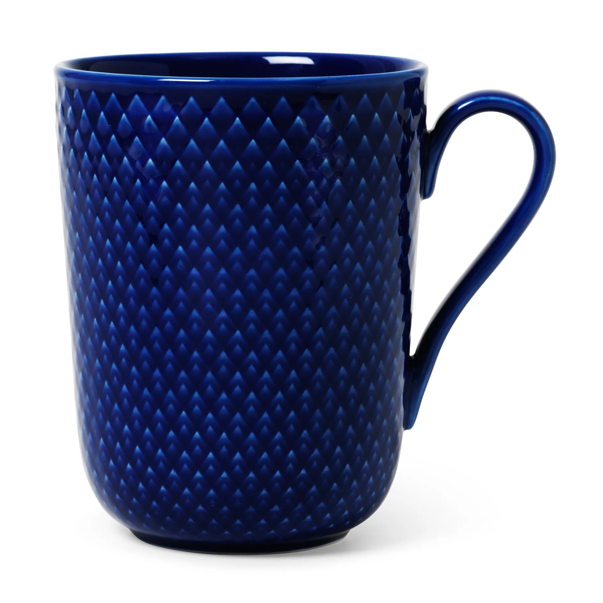 Rhombe Tasse mit Henkel 33cl, Dunkelblau Lyngby Porcelæn