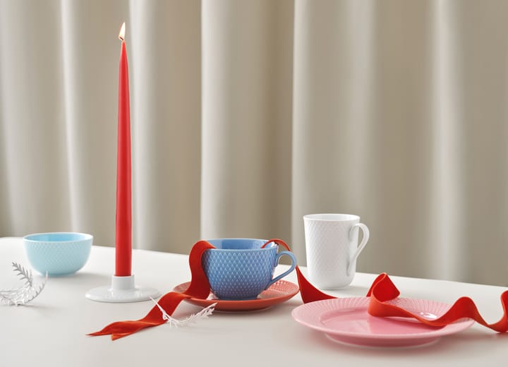 Rhombe Teetasse mit Untersetzer, Blau-terracotta Lyngby Porcelæn