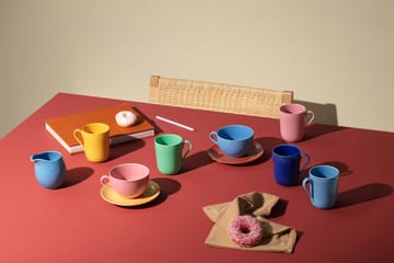 Rhombe Teetasse mit Untersetzer - Blau-terracotta - Lyngby Porcelæn