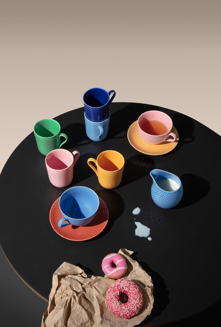 Rhombe Teetasse mit Untersetzer, Rosa-sand Lyngby Porcelæn