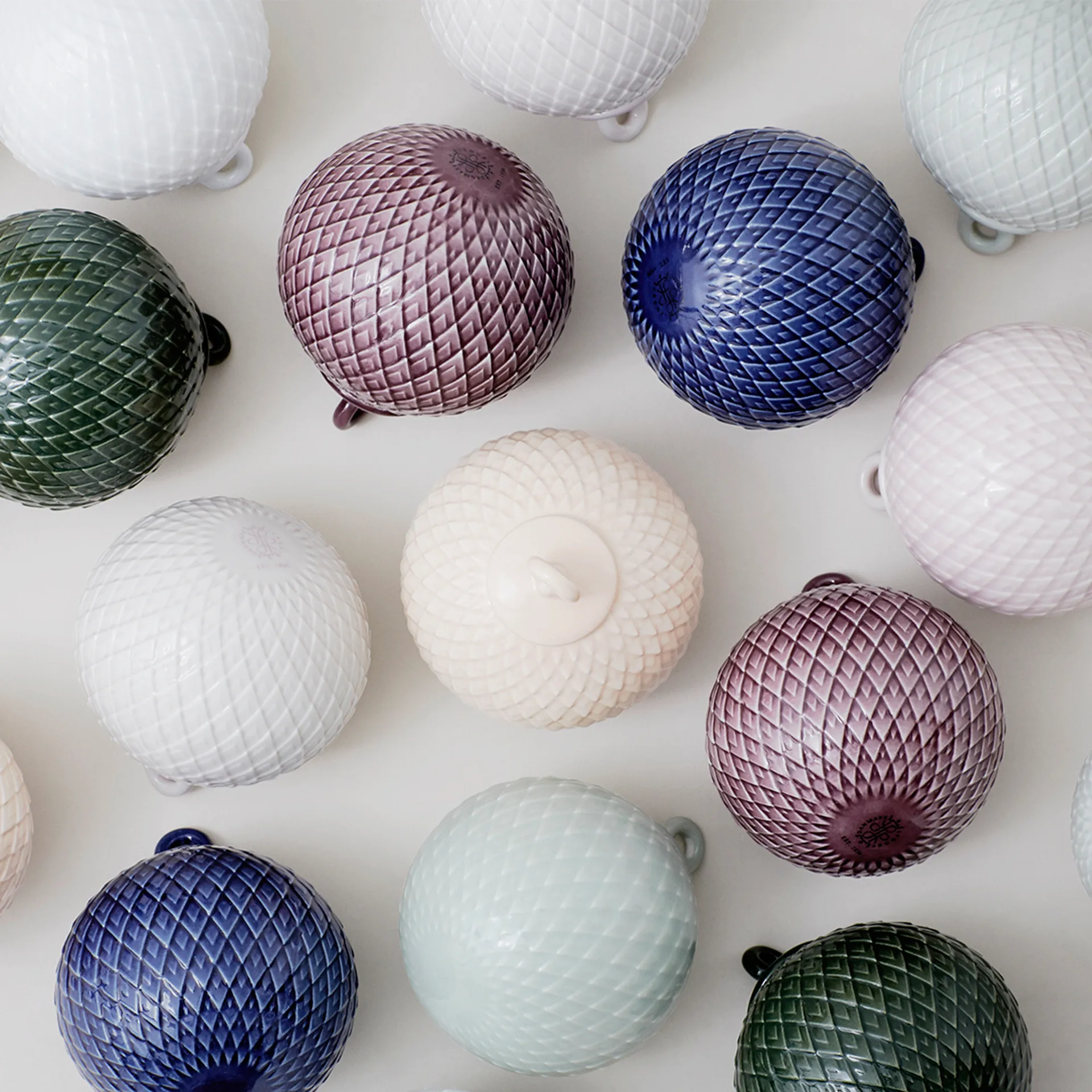 Rhombe Weihnachtskugel Ø7cm, Rot Lyngby Porcelæn